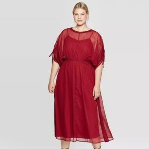 Sheer deep red dress